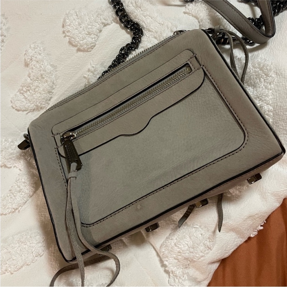 Small Gray Leather Suede Purse